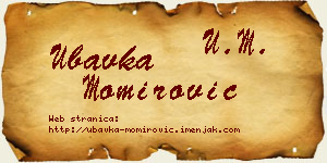 Ubavka Momirović vizit kartica